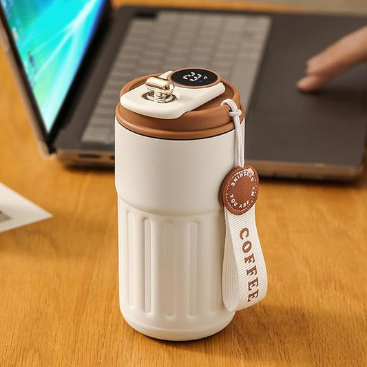Stainless Steel & Ceramic Insulated Travel Mug with Temperature Display