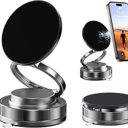 Upgraded 360° Vacuum Suction Magnetic Phone Holder, Car Phone Mount Metal Arm Foldable Gel Vacuum for Car Dashborad & Windsheild/Gym/Mirror/Shower