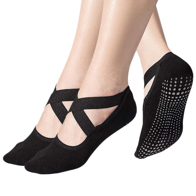 Women's Padded Anti-Slip Grips Yoga Pilates Ballet Barre PiYo Socks