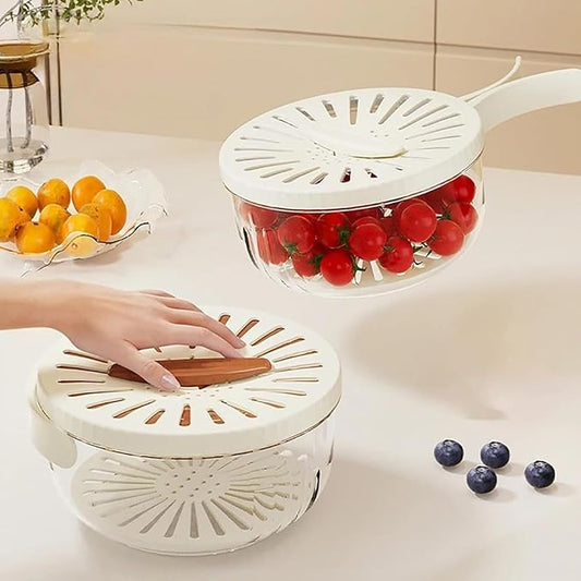 2 in 1 Drainer and Strainer, Draining Basket with Lid