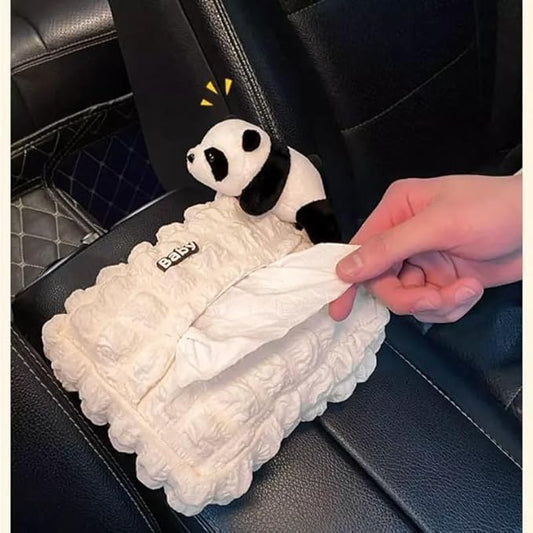 anda Car Tissue Box Shape Soft Plush Car Tissue Box Trash Can Interior Creative Tissue Case Hanging use for car Multi-Function Tissue Hanging Bag Soft Plush Paper Napkin Dispenser