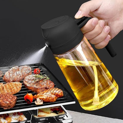 500ml 2 in 1 Glass Oil Sprayer and Dispenser Bottle