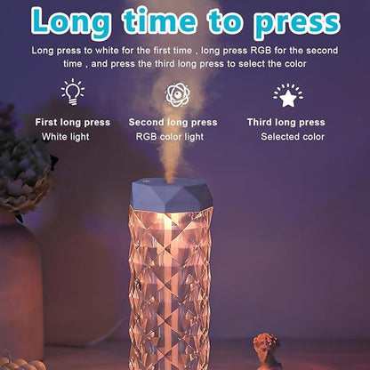 Stylish Air Humidifier With Crystal Light Effect Fragrance Humidifier For Home Office Bedroom Night Light Dimming Indoor With Usb