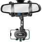 Large Rearview Mirror Phone Holder for Car 360°Rotatable and Retractable, 2023 Upgraded Four Corners Fixed Anti-Shake Multifunctional Design for Car Rearview Mirror with Button