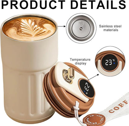 Stainless Steel & Ceramic Insulated Travel Mug with Temperature Display