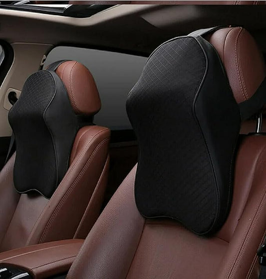 Car Seat Headrest Neck Rest Cushion Memory Foam Pillow Pillow With Breathable Removable Cover, Comfortable Ergonomic & Neck Pain Relief-Support Pack Of 2, Black