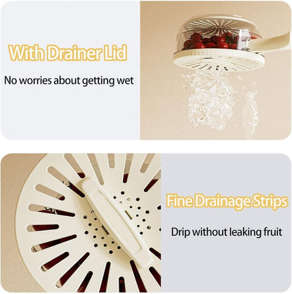 2 in 1 Drainer and Strainer, Draining Basket with Lid