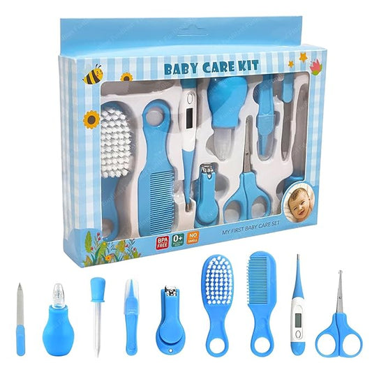 Portable Manicure Grooming Kit for New Born Baby|10 in 1 Healthcare Accessories Set to Keep Infants & Toddlers