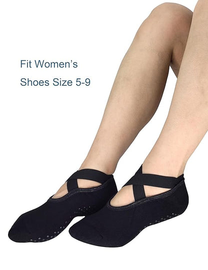 Women's Padded Anti-Slip Grips Yoga Pilates Ballet Barre PiYo Socks