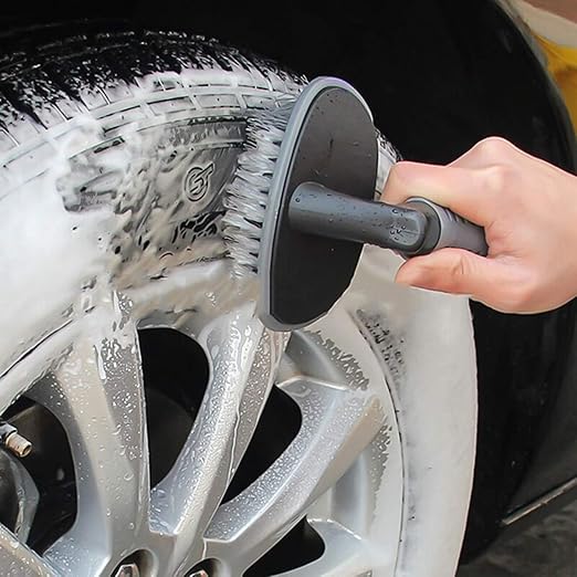T-Type Car Tyre Cleaning Brush Scrubber with Antislip Handle Multi-Functional SUV Tire Wheel Rim Hub Washing Cleaner