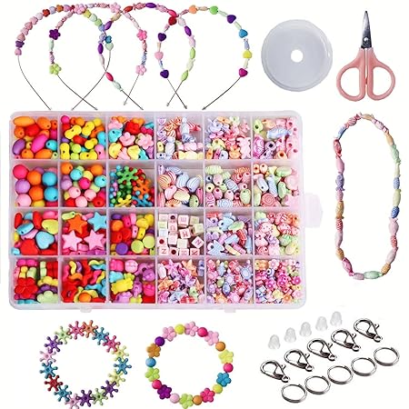 Jewellery Making Kit for Girls, Colorful Bracelet Making Set for Kids DIY Craft Necklace Making
