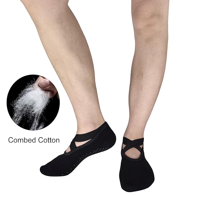 Women's Padded Anti-Slip Grips Yoga Pilates Ballet Barre PiYo Socks