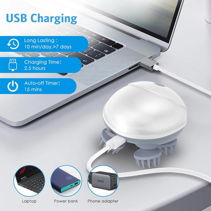 Electric Head,Scalp Massager | Rechargeable Head Kneading Massage Machine | 3 Speed Mode