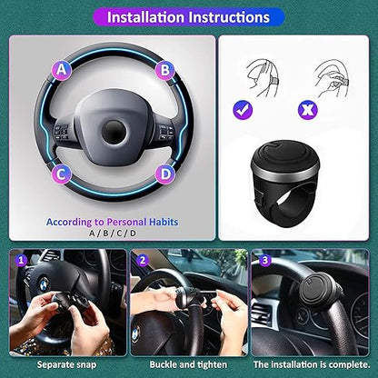 Car Accessories Steering Wheel Spinner Metal Car Power Handle Spinner Steering Wheel Knob for All Vehicles Universal Driving Helper Booster